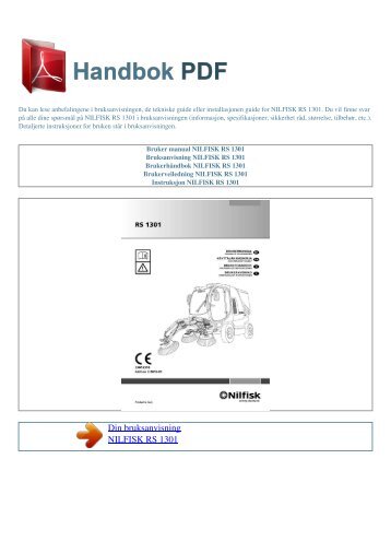 Bruker manual NILFISK RS 1301 - HANDBOK PDF