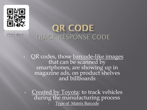 QR codes, those barcode-like images that can be scanned by ... - Scf