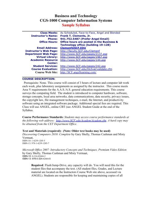 CGS 1000 Computer Information Systems - Scf