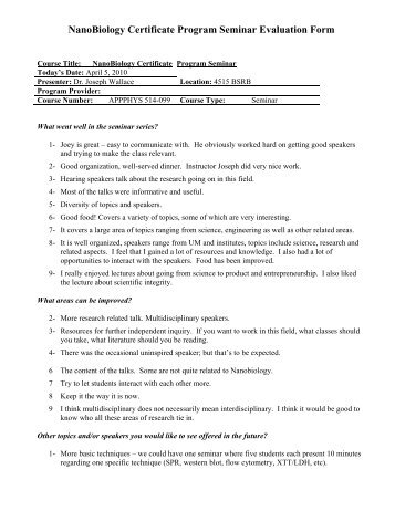 Sample Course Evaluation Form - The Michigan Nanotechnology ...