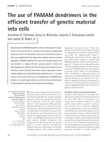 The use of PAMAM dendrimers in the efficient transfer of genetic ...