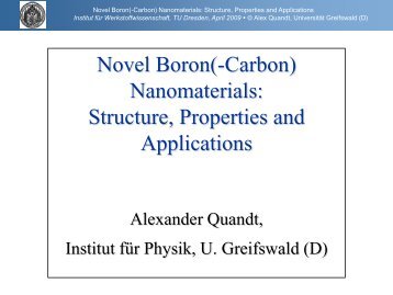 Novel Boron(-Carbon) - Chair of Materials Science and ...