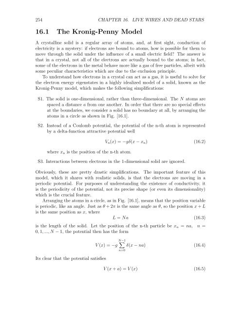 16.1 The Kronig-Penny Model