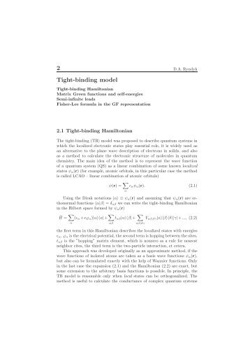 2 Tight-binding model