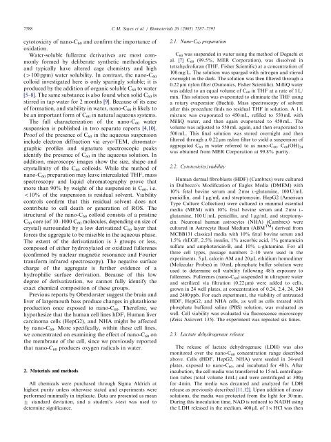 Nano-C60 cytotoxicity is due to lipid peroxidation