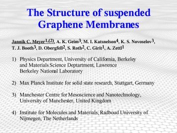 The Structure of suspended Graphene Membranes Jannik C. Meyer 1