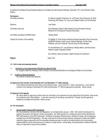 NDSAC Meeting Minutes - December 7-8, 2003 - NAPRA