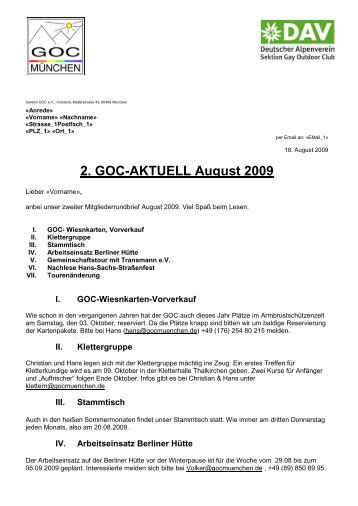 2. GOC-AKTUELL August 2009 - NAPEX