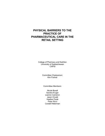 physical barriers to the practice of pharmaceutical care in ... - NAPRA