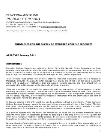 Guidelines for the Supply of Exempted Codeine Products - NAPRA