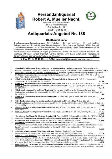 Antiquariats-Angebot Nr. 188 - Antikbuch24