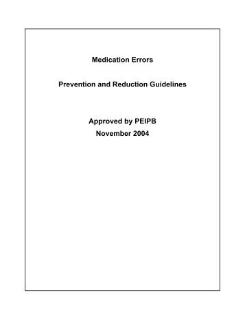 Guidelines for Preventing and Reducing Medication Errors