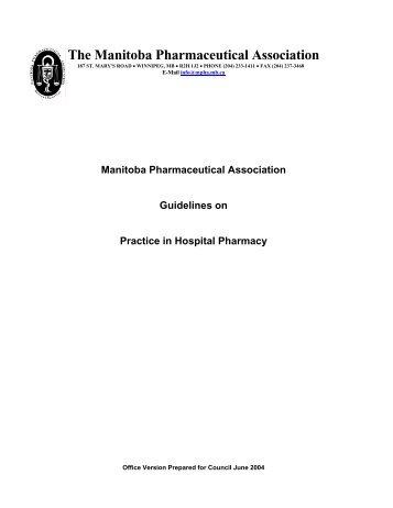 The Manitoba Pharmaceutical Association - NAPRA