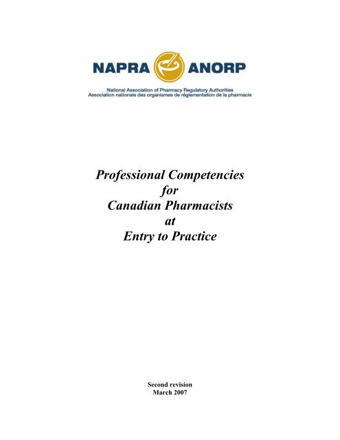 Professional Competencies for Canadian Pharmacists at Entry to ...