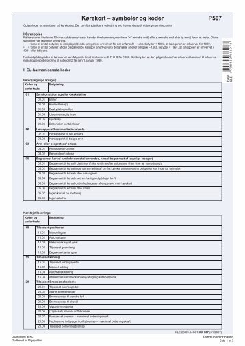 KK 507 - Kørekort - symboler og koder - Handicare.dk