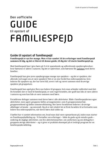 Guide til opstart af Familiespejd - Køgespejderne