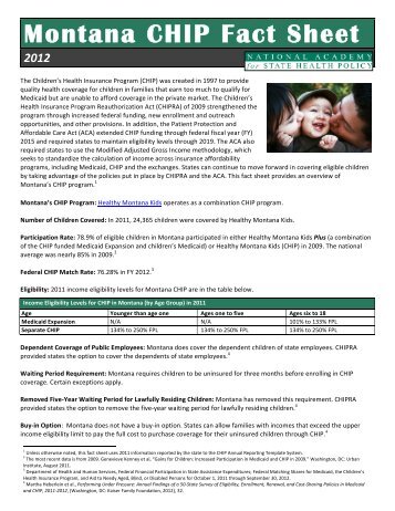 Montana CHIP Fact Sheet - National Academy for State Health Policy