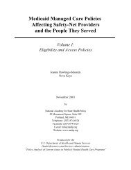 Medicaid Managed Care Policies Affecting Safety-Net Providers and ...