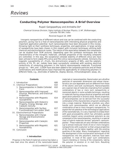 Conducting Polymer Nanocomposites