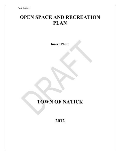 Open Space and Recreation Plan - Town of Natick