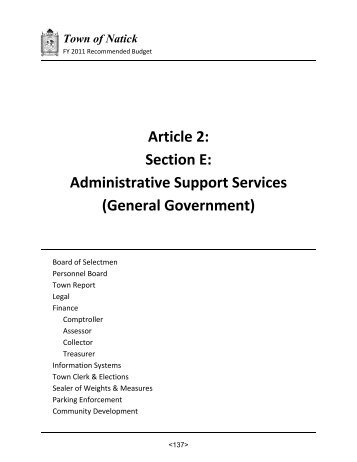 Article 2: Section E: Administrative Support Services ... - Town of Natick