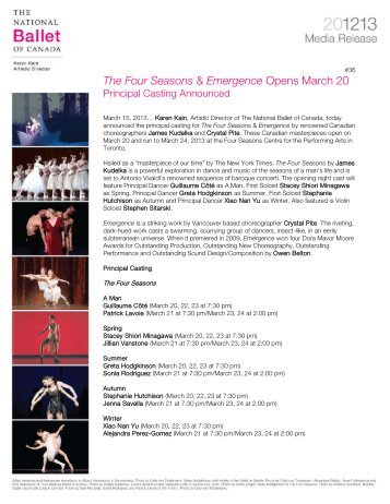 The Four Seasons & Emergence Media Kit - The National Ballet of ...