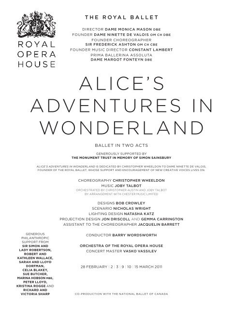 alice's adventures in wonderland - The National Ballet of Canada