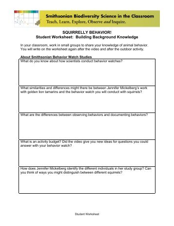 SQUIRRELLY BEHAVIOR! Student Worksheet ... - National Zoo