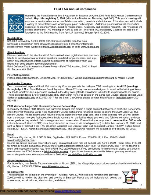 February 2009 Newsletter - National Zoo