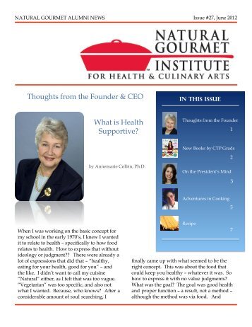 Alumni Newsletter - The Natural Gourmet Institute
