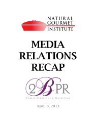 MEDIA RELATIONS RECAP - The Natural Gourmet Institute