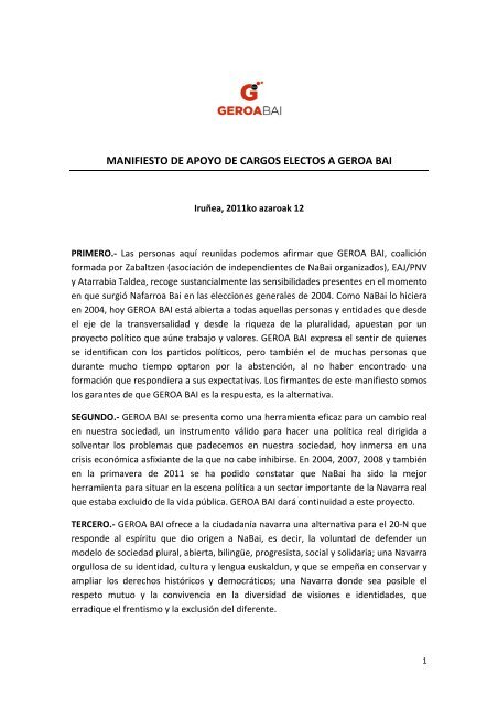 MANIFIESTO DE APOYO DE CARGOS ELECTOS A ... - Eaj/Pnv