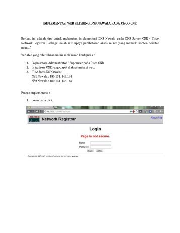 IMPLEMENTASI WEB FILTERING DNS NAWALA PADA CISCO CNR