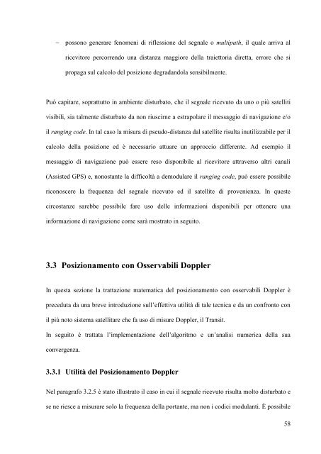 A. De Simone, "Posizionamento Doppler con osservabili GPS