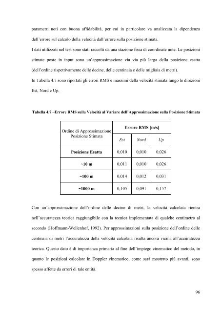 A. De Simone, "Posizionamento Doppler con osservabili GPS