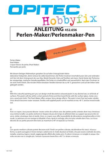 ANLEITUNG 452.656 Perlen-Maker/Perlenmaker-Pen