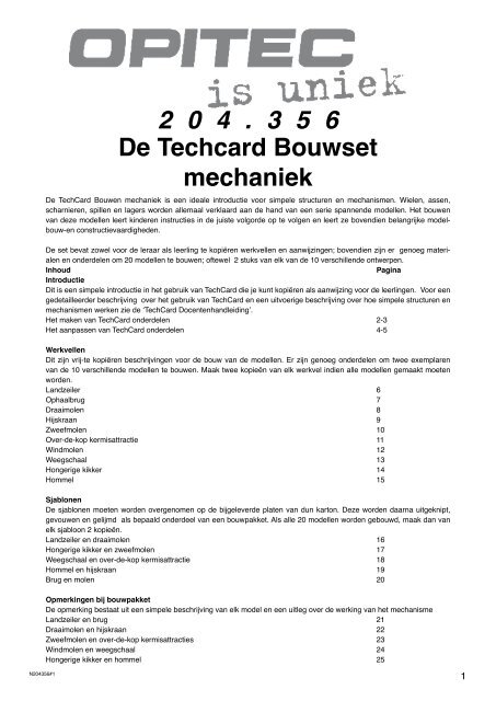 2 0 4 . 3 5 6 De Techcard Bouwset mechaniek