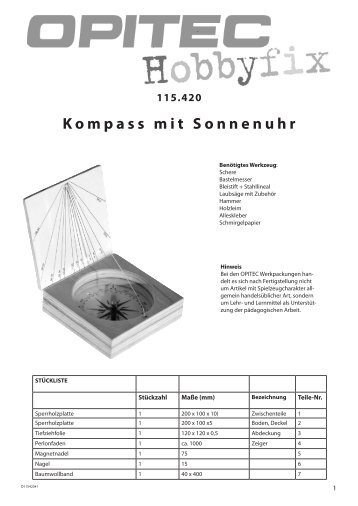 Kompass mit Sonnenuhr