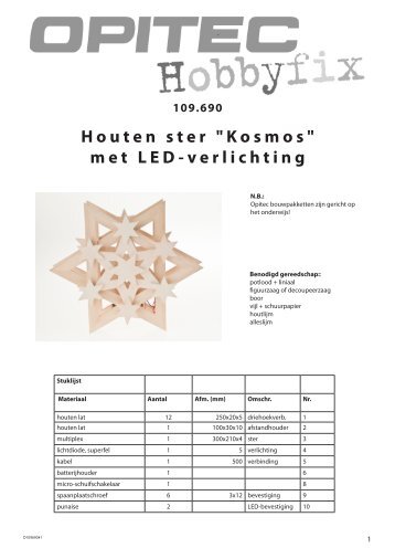 Houten ster "Kosmos" met LED-verlichting