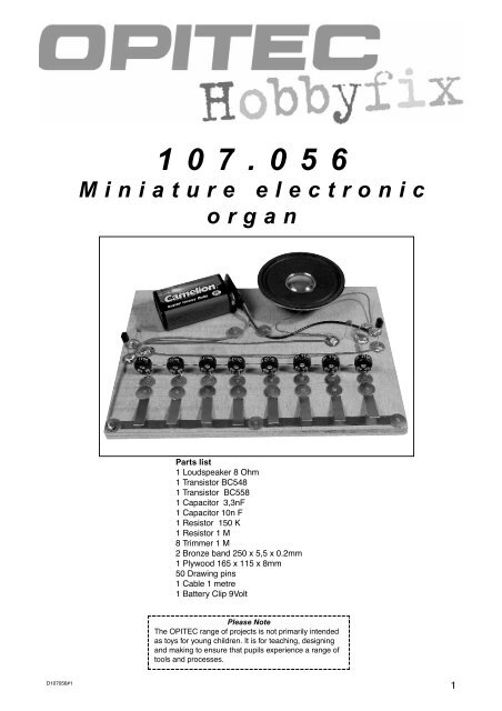 Miniature electronic organ