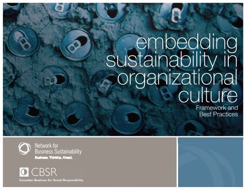 Embedding Sustainability in Organizational Culture - Network for ...