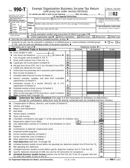 Exempt Organization Business Income Tax Return