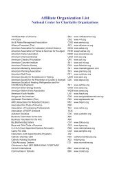 Affiliate Organization List - National Center for Charitable Statistics