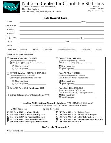 Data Request Form - National Center for Charitable Statistics ...
