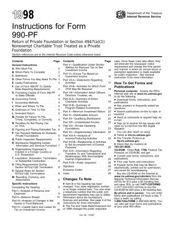 1998 Instructions for 990PF - National Center for Charitable Statistics