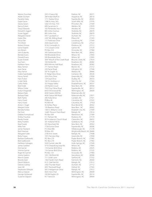 2011 JOURNAL - 2012 NC Conference Journal - North Carolina ...