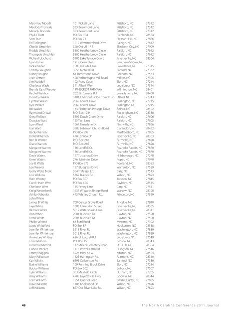 2011 JOURNAL - 2012 NC Conference Journal - North Carolina ...