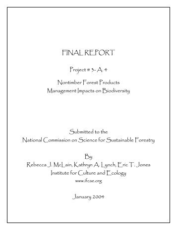 FINAL REPORT - National Council for Science and the Environment