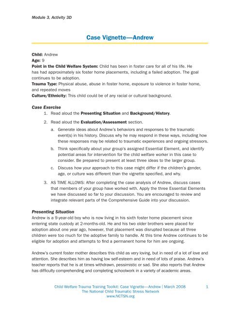 Case Vignette—Andrew - National Child Traumatic Stress Network
