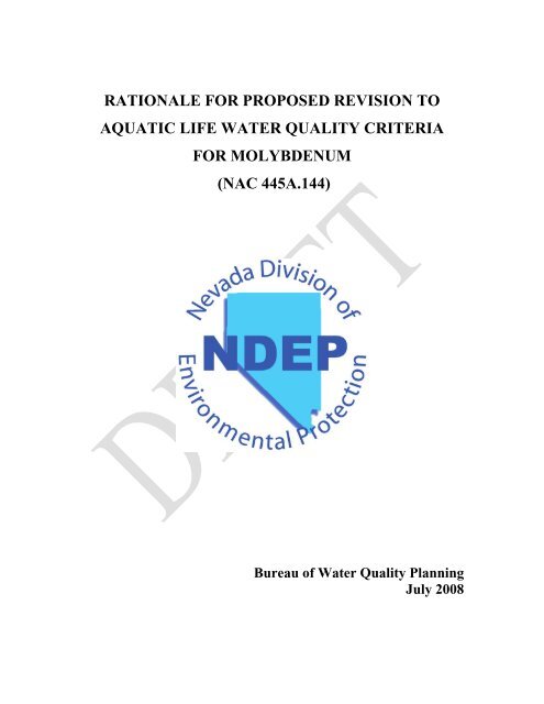 rationale for proposed revision to aquatic life water quality criteria for ...